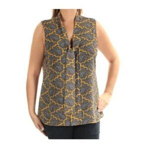 Michael Kors Womens Paisley Print Sleeveless Blouse Top Size 10 Yellow Black
